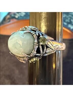 Sterling Silver Artisan Ring – Natural Blue Gemstone Size 10
